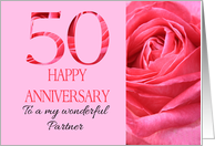 Partner 50th Anniversary Pink Rose Close Up card