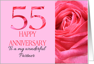 55th Anniversary to Partner Pink Rose Close Up card