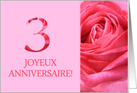 3rd Anniversary French - Heureux Mariage - Pink rose close up card