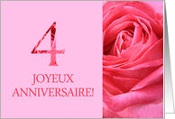 4th Anniversary French - Heureux Mariage - Pink rose close up card
