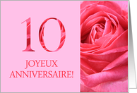 10th Anniversary French - Heureux Mariage - Pink rose close up card