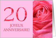 20th Anniversary French - Heureux Mariage - Pink rose close up card