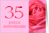 35th Anniversary French - Heureux Mariage - Pink rose close up card