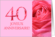 40th Anniversary French - Heureux Mariage - Pink rose close up card