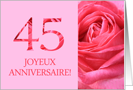 45th Anniversary French - Heureux Mariage - Pink rose close up card