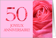50th Anniversary French - Heureux Mariage - Pink rose close up card