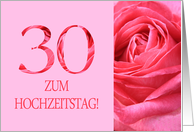 30th Anniversary German Zum Hochzeitstag - Pink rose close up card