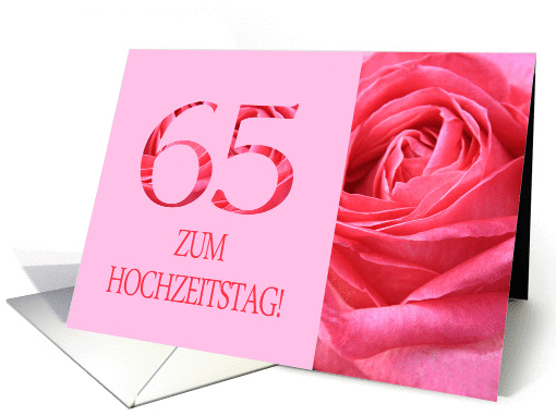 65th Anniversary German Zum Hochzeitstag - Pink rose close up card