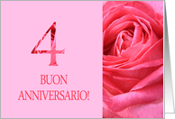 4th Anniversary Italian Buon Anniversario - Pink rose close up card