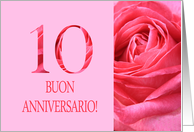 10th Anniversary Italian Buon Anniversario - Pink rose close up card