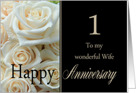 1st Anniversary, Wife - Pale pink roses card