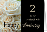 2nd Anniversary, Wife - Pale pink roses card