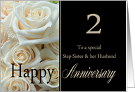 2nd Anniversary, Step Sister & Husband - Pale pink roses card