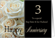 3rd Anniversary, Step Sister & Husband - Pale pink roses card