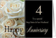 4th Anniversary, Step Sister & Husband - Pale pink roses card