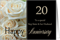 20th Anniversary, Step Sister & Husband - Pale pink roses card