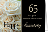 65th Anniversary, Step Sister & Husband - Pale pink roses card