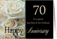70th Anniversary, Step Sister & Husband - Pale pink roses card