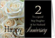 2nd Anniversary, Step Daughter & Husband - Pale pink roses card