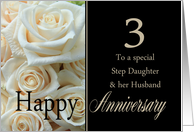 3rd Anniversary, Step Daughter & Husband - Pale pink roses card