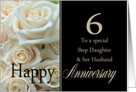 6th Anniversary, Step Daughter & Husband - Pale pink roses card