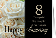 8th Anniversary, Step Daughter & Husband - Pale pink roses card