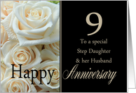 9th Anniversary, Step Daughter & Husband - Pale pink roses card