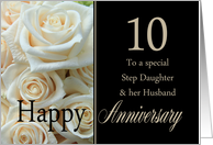 10th Anniversary, Step Daughter & Husband - Pale pink roses card