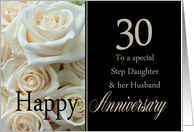 30th Anniversary, Step Daughter & Husband - Pale pink roses card
