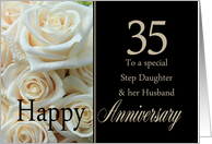 35th Anniversary, Step Daughter & Husband - Pale pink roses card