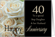 40th Anniversary, Step Daughter & Husband - Pale pink roses card