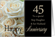 45th Anniversary, Step Daughter & Husband - Pale pink roses card