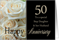 50th Anniversary, Step Daughter & Husband - Pale pink roses card