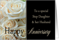 Anniversary, Step Daughter & Husband - Pale pink roses card