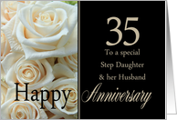 35th Anniversary, Step Brother & Wife - Pale pink roses card