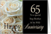 65th Anniversary, Step Brother & Wife - Pale pink roses card