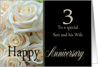 3rd Anniversary, Son & Wife - Pale pink roses card
