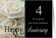 Son & Husband 4th Anniversary Pale Pink Roses card