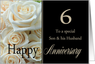 6th Anniversary, Son & Husband - Pale pink roses card