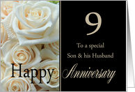 9th Anniversary, Son & Husband - Pale pink roses card