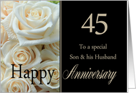 45th Anniversary, Son & Husband - Pale pink roses card