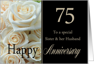 75th Anniversary, Sister & Husband - Pale pink roses card