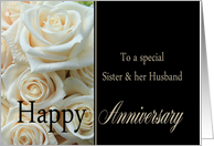 Anniversary, Sister & Husband - Pale pink roses card