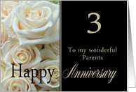 3rd Anniversary, Parents - Pale pink roses card