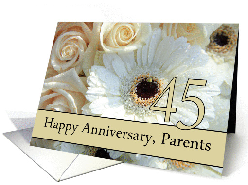 45th Anniversary, Parents - Pale pink roses card (1292170)