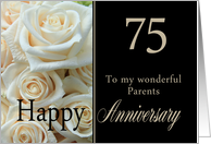 75th Anniversary, Parents - Pale pink roses card