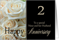 Niece & Husband 2nd Anniversary Pale Pink Roses card