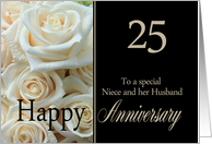 25th Anniversary, Niece & Husband - Pale pink roses card