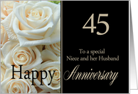 45th Anniversary, Niece & Husband - Pale pink roses card