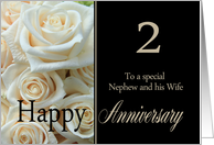 2nd Anniversary, Nephew & Wife - Pale pink roses card